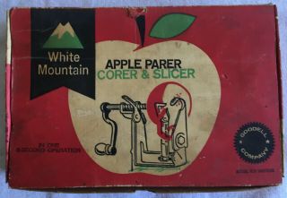 Vintage White Mountain Apple Peeler Parer Corer Slicer With Instructions
