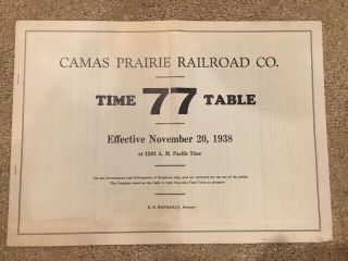 1938 Camas Prairie Railroad Co.  Employee Timetable 77