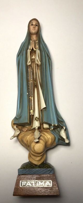 Vintage Virgin Mary Madonna Statue Fatima Holy Blessed Mother Religious 3 Doves