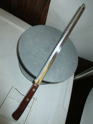 Vintage Ekco Flint Arrowhead 9 - 1/2 " Serrated Blade Bread Knife Vanadium Usa
