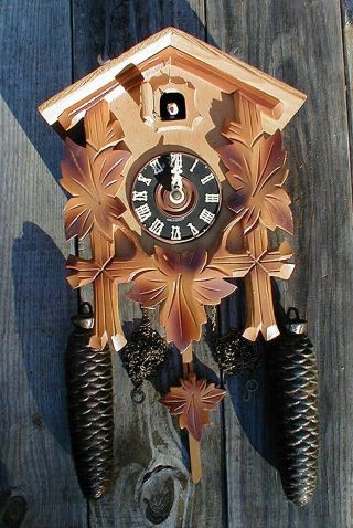 Vintage/old U S Zone Germany Cuckoo Clock & Two Weights  For Parts/repair