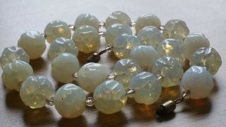 Czech Vintage Art Deco Moonstone Crackle Glass Bead Necklace
