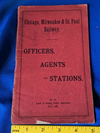 1898 Chicago Milwaukee St Paul Railway Rr Train Officers,  Agents & Stations