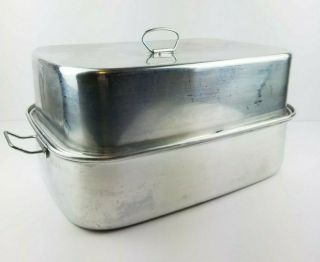 Vintage Mirro Aluminum Roaster Roasting Pan With Lid Turkey