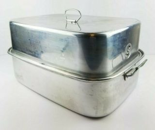 Vintage Mirro Aluminum Roaster Roasting Pan With Lid Turkey 2