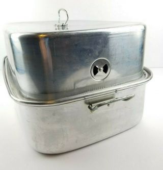 Vintage Mirro Aluminum Roaster Roasting Pan With Lid Turkey 3