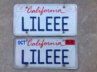 (2) - Matching Pair California Vanity License Plates