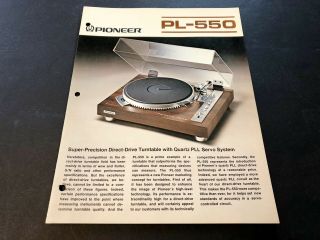 Vintage All Pioneer Pl - 550 Turntable Sales Brochure