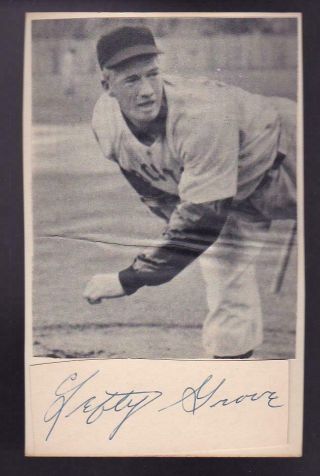 Lefty Grove (d.  1975) Signed Cut 4x6 Index Card Autographed 1929 - 30 A 