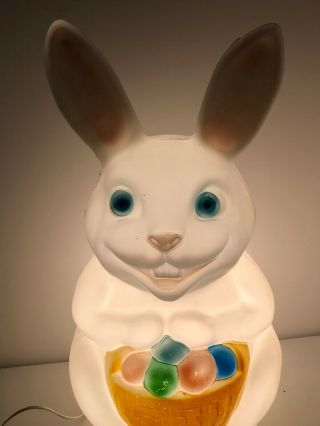 Vintage Empire Easter Bunny Blow Mold Lighted 22 1/2” Tall Holiday Blue Eyed 2