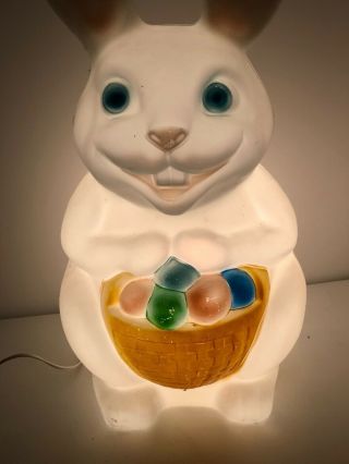 Vintage Empire Easter Bunny Blow Mold Lighted 22 1/2” Tall Holiday Blue Eyed 3