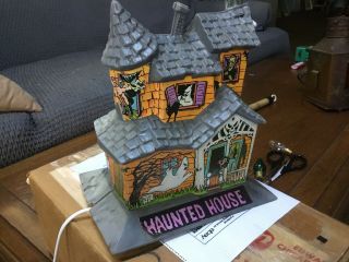 Vintage Halloween Haunted House Lighted Hard Plastic Blow Mold