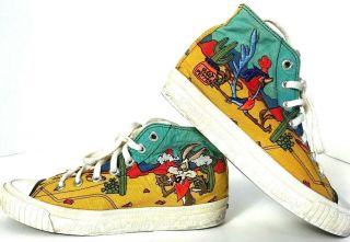 Keds Looney Tunes Hi Top Sneakers Vintage Canvas Size 8 Wile Coyote Road Runner