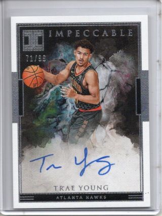Trae Young Auto Rc /99 2018 - 19 Panini Impeccable Canvas On Card Autograph Sp