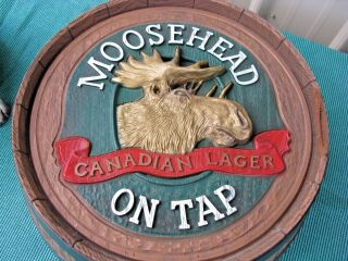 Vintage Moosehead Canadian Lager Beer Keg Barrel 3 - D Wall Display Advertisement 3