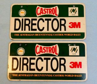 1988 Pair Metal Castrol Petrol 3m Veteran Car Rally Club Australia Number Plate