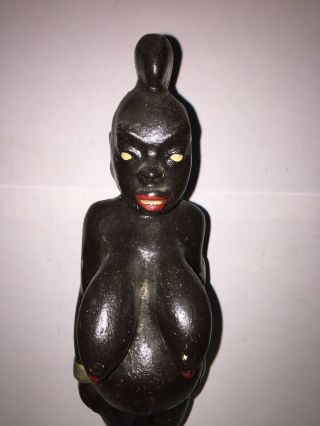 Vintage Chalk Ware Carnival Prize Nude Black Woman Fertility Goddess.
