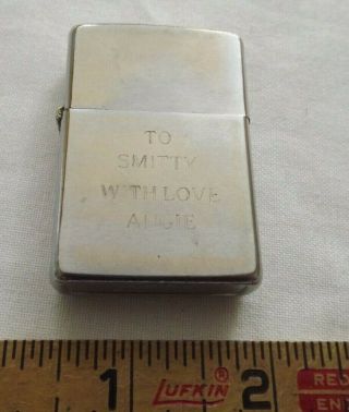 Vintage 1969 Zippo Lighter Vietnam War Era " To Smitty With Love Angie "