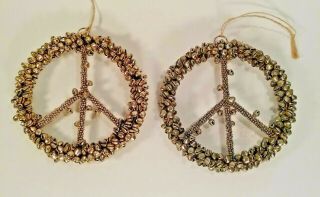 Jingle Bell Wreaths Set Of 2 Vintage Minature Bells Gold And Silver Peace Design