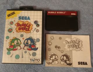Sega Bubble Bobble Sega Master System Video Game Complete 1991 Vintage