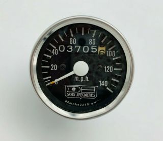 Vintage Drag Specialties Harley Davidson Speedometer 3705 Miles Chrome Black