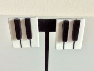 Vintage Piano Keys Keyboard Earrings Jewelry Clip On