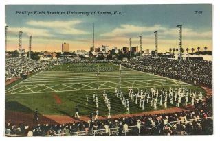 Phillips Field Football Stadium University Of Tampa Florida Fl Vintage Postcard