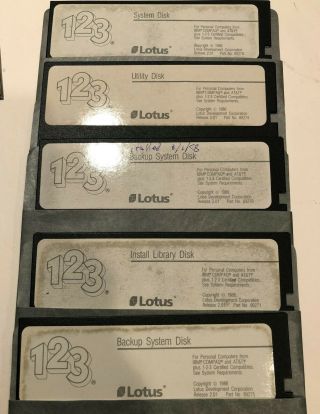 Lotus 1 - 2 - 3 Release 2.  01 5.  25 Floppy Disk Set Of 5 — Lotus 123 Vintage