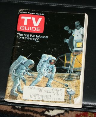 Apollo 11 Live Telecast Moon Landing Tv Guide - July 1969