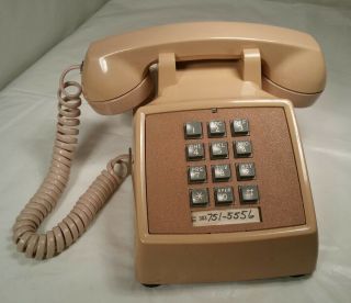 Vintage Biege At&t 2500d Touch Tone Corded Phone Vguc (bo)