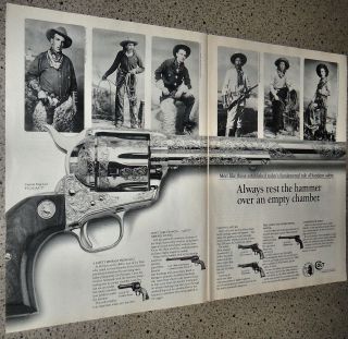 1987 Colt Saa Single Action Army Engraved Revolver 2 - Pg Ad Advertising