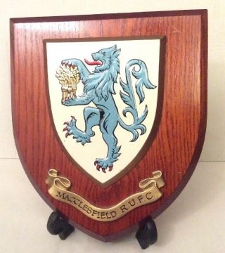 Vintage Hand Painted Macclesfield Rugby Union Football Club Wall Plaque Shield