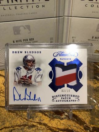 2018 Panini Flawless Drew Bledsoe 3/10 Patch Autograph On Card Auto Patriots