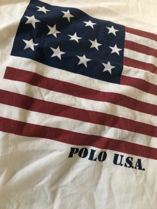 Vintage Ralph Lauren Polo Pillowcase Usa Flag Standard Cotton Bedding Cottage