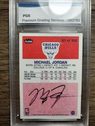 Autographed 1986 Fleer 57 Michael Jordan Graded Basketball Card Chicago Bulls