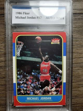 Autographed 1986 Fleer 57 Michael Jordan Graded Basketball card Chicago Bulls 2