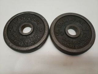 2 Vintage 2.  5 Lb Dan Lurie Brooklyn Ny Cast Iron Weight Plates.  (768)