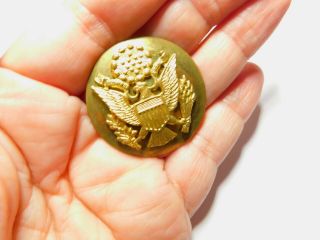 Large Brass Us Military Eagle Insignia Screw Back Pin Badge Vintage