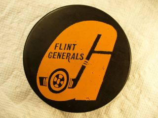 Ihl Flint Generals Lg Logo Vintage 1976 Official Game Hockey Puck Collect Pucks