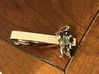 Vintage Shield Fly Fishing Mens Tie Clip Bar Clasp Silver Tone Metal