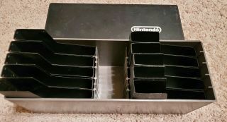 Vintage Nintendo Nes 10 Game Storage Case Organizer Gray W/ Lid And Dust Covers