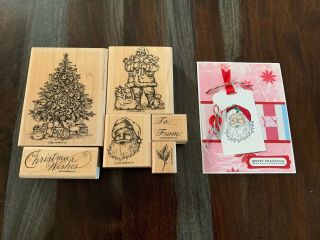 Stampin Up Old Fashioned Christmas Santa/tree/holly/vintage Euc Lot,  Card