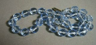 Vintage West Germany Baby Blue Crystal Glass Faceted Bead Necklace