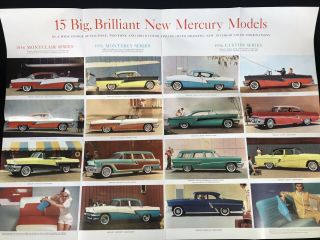Vtg 1956 Mercury Car Dealer Sales Brochure Fold Out Poster
