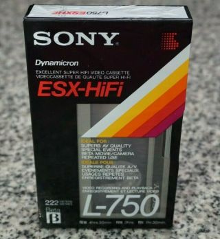 Nos Sony Betamax L - 750 Esx - Hi - Fi Blank Tape Vintage
