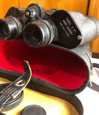 Vintage Sans & Streiffe Binoculars 7 x 50 804 Marine Hard Coated,  Case 2 Caps 3