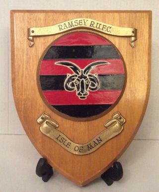 Vintage Hand Painted Ramsey Rugby Union Football Club (iom) Wall Plaque Shield