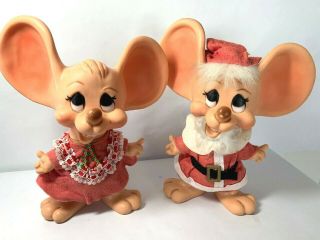 Vintage Huron Products Big Ear Mouse Bank Christmas Santa Mrs Claus