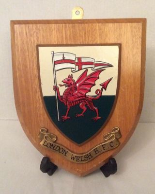 Vintage Hand Painted London Welsh Rugby Football Club Wall Plaque Shield