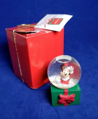 Vintage Disney Jcpenney Christmas Minnie Mouse Mini Snowglobe Snow Dome Box
